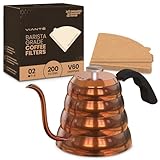 Vianté Gooseneck Stovetop Pour Over Kettle And V60 Cone Coffee Paper Filters (200-Count)