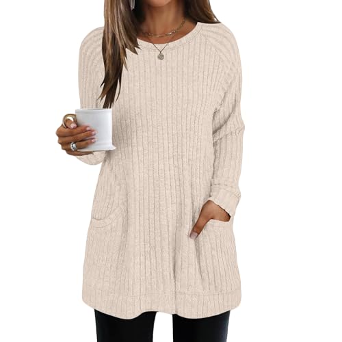 Cozy Sweaters for Women 2025 Fall Trendy Long Sleeve Knit Pullover Crewneck Long Sweater Y2k Casual Loose Tunic Tops2