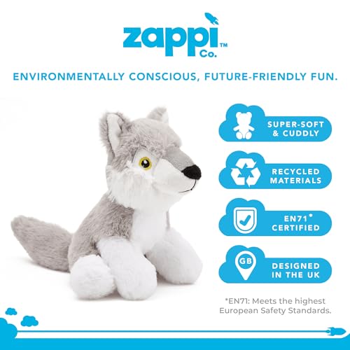 Zappi Co Plush Wolf Toy (22 cm Length) Stuffed Soft Cuddly Animals Collection for New Born Child First Kid – Ansicht 3