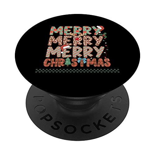 FUNNY CHRISTMAS TEE, MERRY CHRISTMAS, CUTE HOLIDAY XMAS PopSockets Swappable PopGrip, Black
