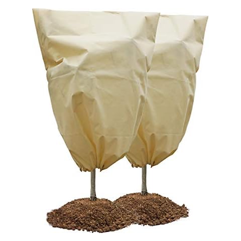 ESINGMILL 2 Pack Plant Cover for Frost Protection, Reusable Warm Shrub Jacket for Freeze Protection, Trees Blanket Bag with Drawstring (Large: W69.5×H82) Cover