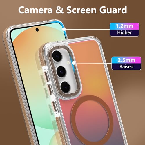 Image of Magnetic Case for Samsung Galaxy S24 FE [Compatible with Magsafe] [Cute Fashion Fluorescent Design] [1 Screen Protector] Slim Translucent Matte Case for Galaxy S24 FE 6.7 inch, Desert
