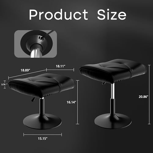 Image of VECELO Foot Rest Under Desk Ottoman, PU Height Adjustable Footrest with Comfort Padding, Leg Rest for Desk for Relieving Leg Pain, Stiffness, and etc, Black