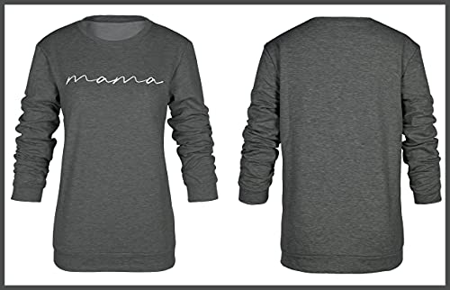 Image of Womens Crewneck Sweatshirt Mama Letter Print Long Sleeve Loose Fashion Pullover Top
