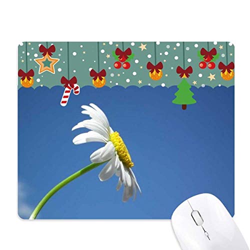 Tapis de souris en caoutchouc de Noël bleu ciel au motif tournesol
