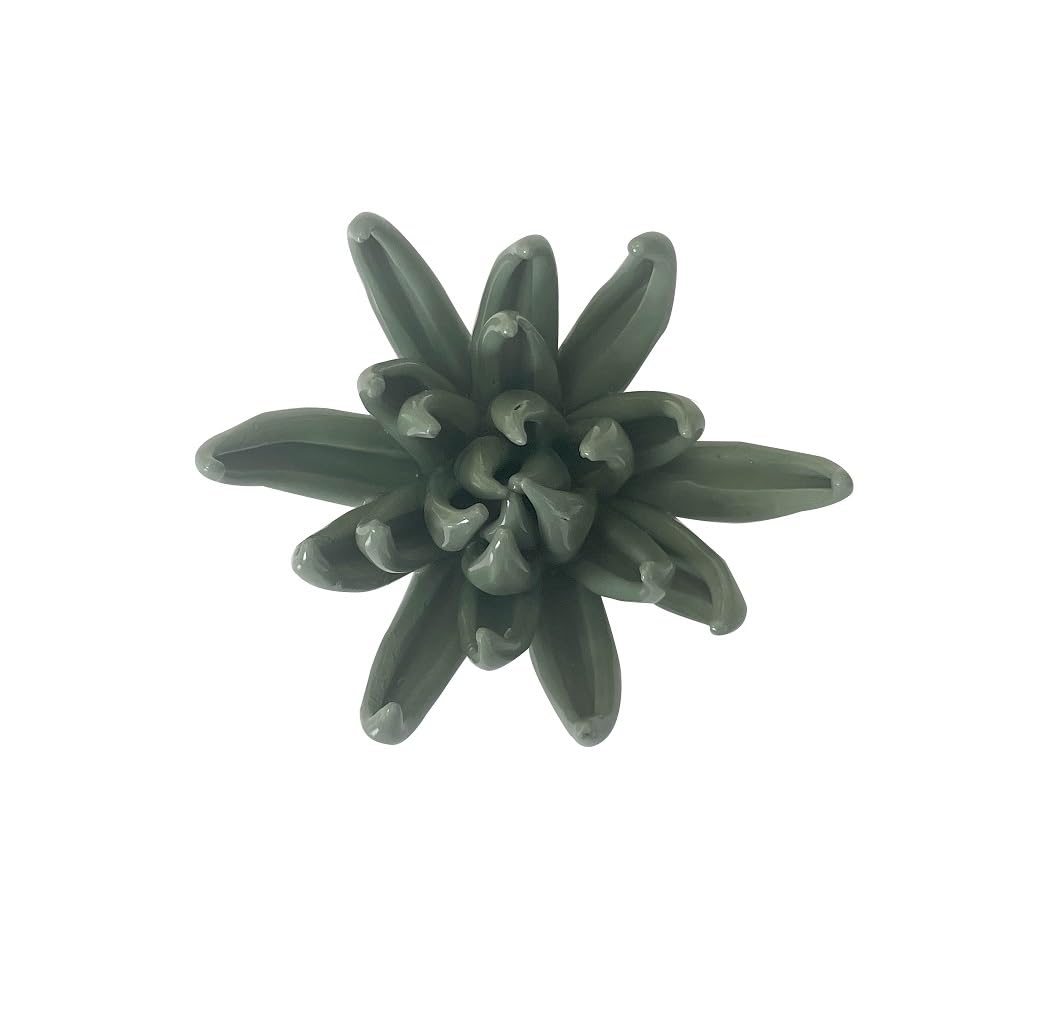 AMERRY Chrysanthemum, 2.76" Ceramic Flower Wall Art, Artificial Flower Wall Sculpture，Handcrafted 3D Hanging Porcelain Flowers,3D Wall Hanging Decor,Porcelain Flower Wall Décor for Home (Dark Green)