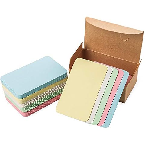 GAKA FAVOR 100Pcs Blank multicolour Cards Note Paper Business Cards Vocabulary Word Card Message Card DIY Gift Card Blank Paper Tags(multi) Cover