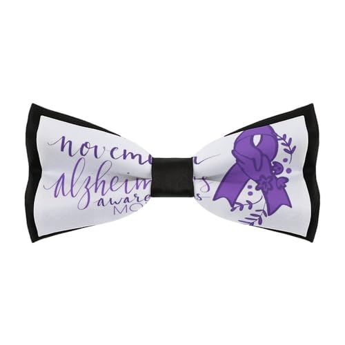 JYYAU Alzheimer’s Disease Awareness Month Bow Tie Adjustable Necktie For Men Business Fashion Pre-tied Tie Neckwear Novelty Accessory For Weddings Party Festival