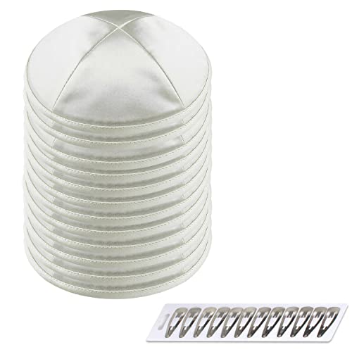 Bulk Yom Kippur Deluxe White Silk Kippah Rosh Hahsanah White Satin Yamakas High holiday Prayer...