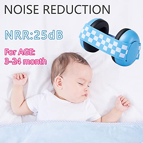Nobrand Worcbgio Baby Hearing Protection Earmuffs Noise Eliminating Elastic Adjustable For Quiet Sleep And Preventing Potential Hearing Damage (Blue) #TOP5