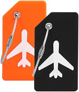 Bikirin Luggage Tag, 2 Pack Luggage Tags for Suitcases, Suitcase Tags with Stainless Steel Loop, Upgraded Version Silicone Travel Tags for Luggage with Name ID Card Perfect to Quickly Spot Luggage