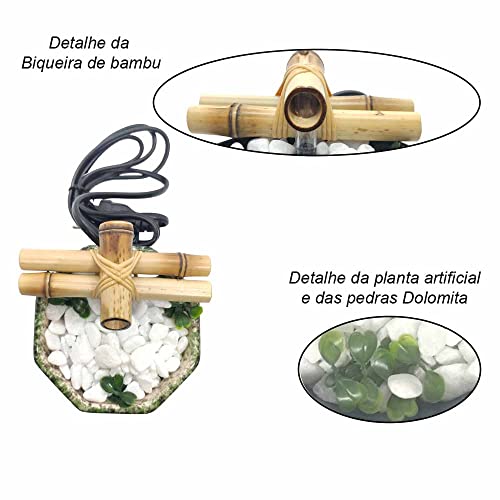 Fonte de Água Feng Shui Baguá Cascata Biqueira Verde Mármore