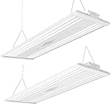 HYPERLITE 4FT High Bay LED Light 320W 41,600lm[1000W Fluorescent Equiv.] 5000K Linear Light 1-10V Dimmable UL/DLC Approved AC 120-277V Input Voltage for Indoor Court Workshop 2-Pack