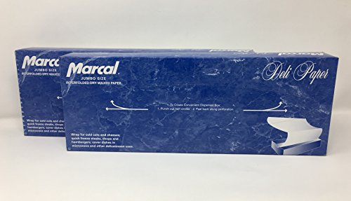 Marcal Deli Wrap Interfolded Wax Paper. Dry Waxed Food Liner Jumbo Size 15 Inch by 10.75 Inch. Total of 1000 Sheets (2 x 500 Packs)