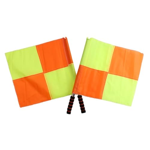 ibasenice Referee Flags 2 Pack Hand Held Signal Flags with Non-Slip Handle and Storage Bag for Soccer Rugby Volleyball Outdoor Training and Competition