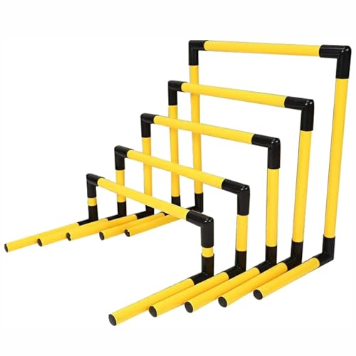 PVC Pipe Agility Training Hurdles 5 Pack, 6 9 12 16 20 Inch Hurdles Training Equipment for Football/Tennis/Volleyball/Softball/Basketball, Obstacle Course Hurdle for Kids(Yellow)