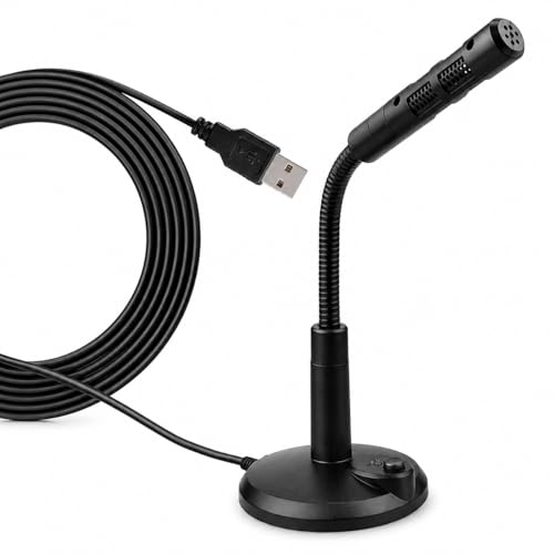Image of USB Noise Cancelling Microphone for PC & Mac, PARUHT 360 Adjustable Gooseneck, Omnidirectional Condenser for Laptop, Computer, Gaming, Voice Chat Online Meetings Black MIC309