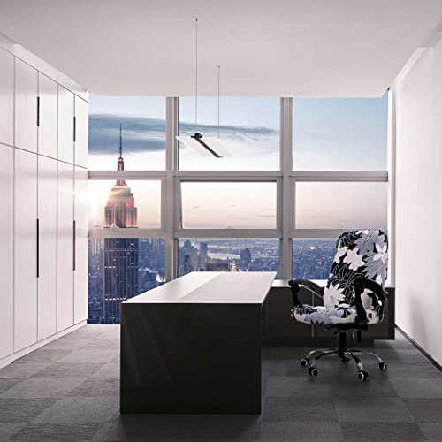 Deisy Dee Computer Office Chair Covers For Stretch Rotating Mid Back Chair Slipcovers Cover Only Chair Covers C162 (White Flower) #TOP1