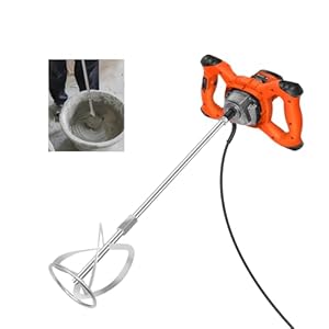 Zementmischer, 2600W Paddelmischer, Betonmischer, Farb- Gipsmischer, M14 Rührwerkzeug, Einstellbare 6 Geschwindigkeitsstufen, Farbmischer, Rührpaddel für Bohrer, ideal zum Mischen von Futter, Mörtel