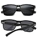 DUBERY Vintage Polarized Sunglasses for Men Women Retro Square Sun Glasses D518, Black