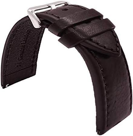 TIME4BEST Strap Italian Luxury Wrist Band Leather Watch Black Watch Leather Band Leather Bracelet 20mm 22mm 24mm Quick Release Watch Band (20mm, Black)