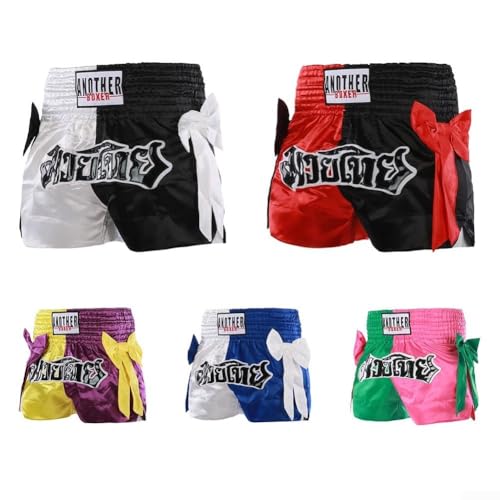 Pantalones cortos de boxeo de mezcla de fibra para adultos, ideales para MMA, Muay Thai y entrenamiento de fitness (XXXL negro rojo) - imagen 5