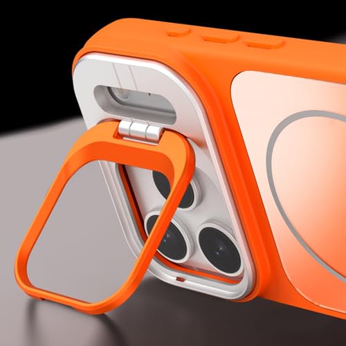 Coque magnétique iPhone 17 Pro Max orange avec support intégré en PC durable - 3