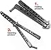 TRUEGOOD Butterfly Knife Real Blade - Unsharpened Training Knife for Safe Practice (Black-Thick)
