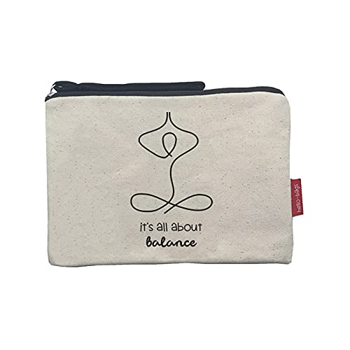 Hello-Bags. Trousse de Toilette / Sac à Main. Extérieur : Coton 100%. avec Fermeture éclair et Doublure intérieure. Inclue Une enveloppe Kraft de Cadeau. « IT'SALLABOUT ». Écru. 23 x 15,5 cm Cover