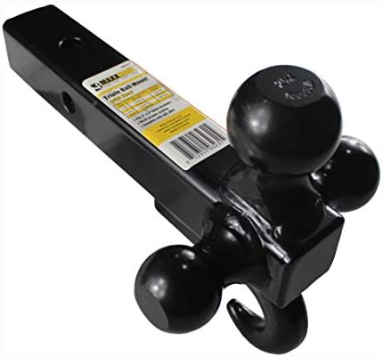 MaxxHaul 50231 Triple Ball Mount with Hook Hollow Shank, Black (Pull Hook Capacity up to 10000 lbs)