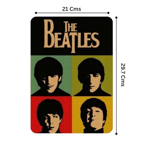 Image of Zesta Bathroom Decor Items Washroom Decor Tin Sign | Aesthetic Posters Wall Poster for Bedroom | Magnetic Cafe Decoration Items / Restaurant Decorations Items | Quirky Home Decor Bar Accent (Beatles (2))