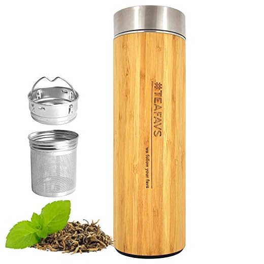 amapodo Trinkflasche aus Edelstahl mit Sieb - Thermosflasche - Thermobecher - Für Heiß und Kalt Getränke - Tee oder Kaffee to go - Isolierflasche mit Teesieb 500ml