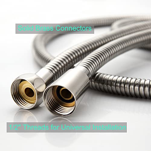 Triphil Kink-Free Shower Hoses 118" Extra-Long Handheld Shower Head Hose Replacement Flexible Metal Tube Extension Anti-Twist Brass Connectors Stainless Steel Brushed Nickel #TOP3