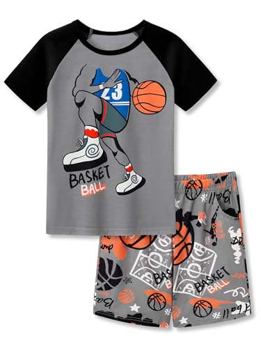 Image of Beezizac Big Boys Pajamas Teal & Navy Face 2-Piece Fun Short Sleeve PJ Set Kid Cozy Sleepwear Children Size 6-18