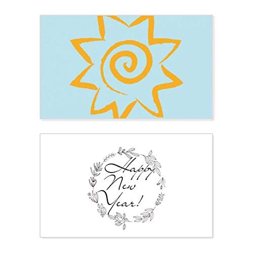 Tarjeta de año nuevo para regalo: felicitación con sol amarillo y bendición conmemorativa