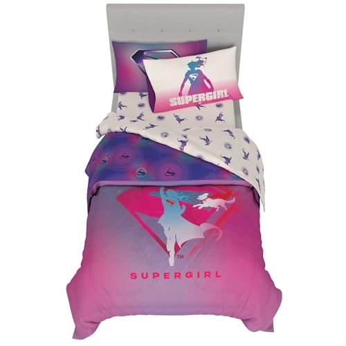 Image of Supergirl Movie Bedding Set, Twin Size, 4-Piece Super Soft Cozy Reversible Comforter & Sheet Set (Officially Licensed Product) by Franco