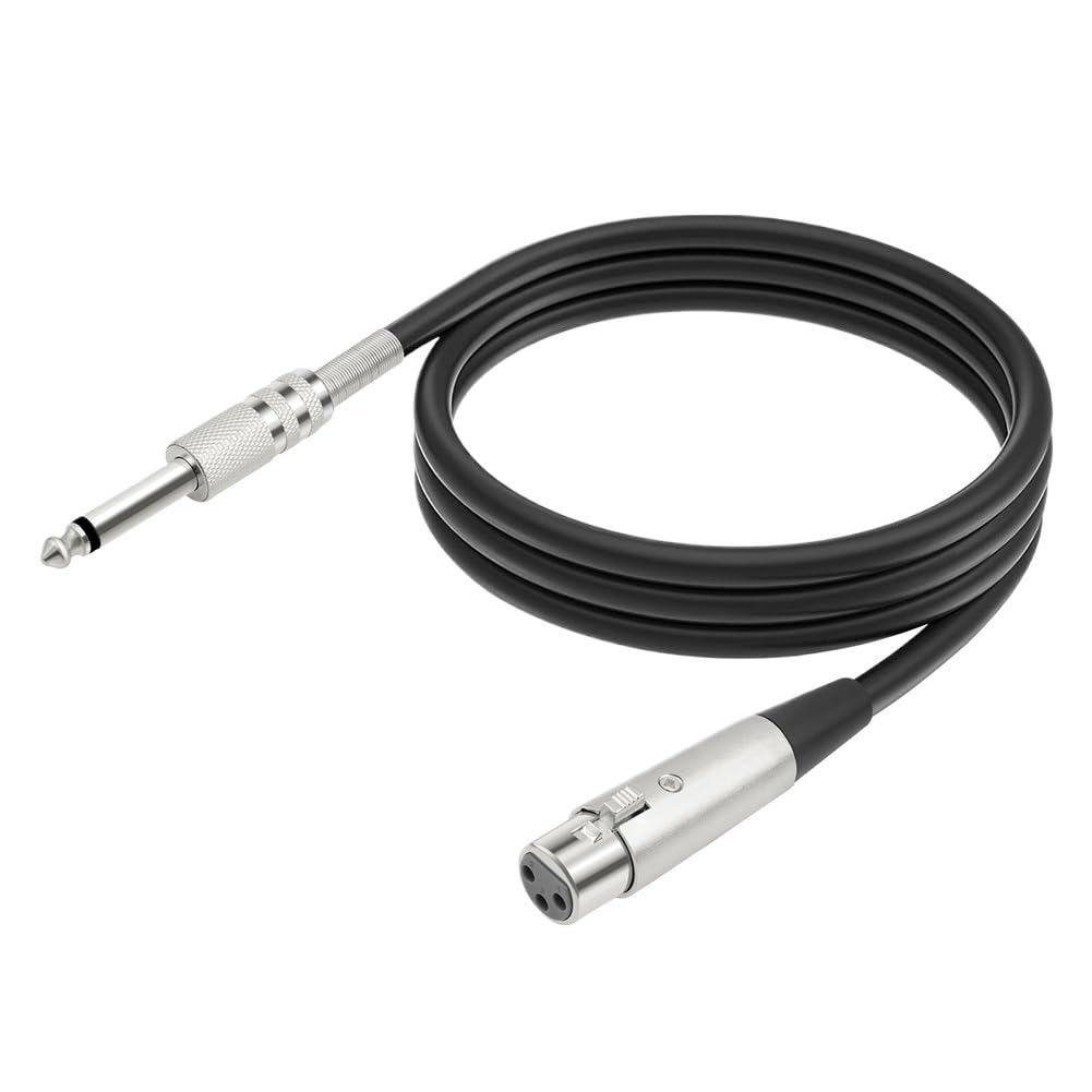 XLR żeński do 1/4 (6,35 mm) mono Ja-ck przewód mikrofonowy pleciony niezrównoważony kabel mikrofonowy (1,8 m)