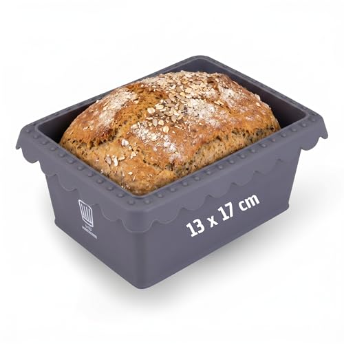 FACKELMANN Chefkoch trifft Mini-Kastenform für Heißluftfritteuse und Backofen Ideal für Brot und Kuchen Silikonform für Airfryer Dunkelgrau 17x13x7 5 cm für 500g Teig geeignet