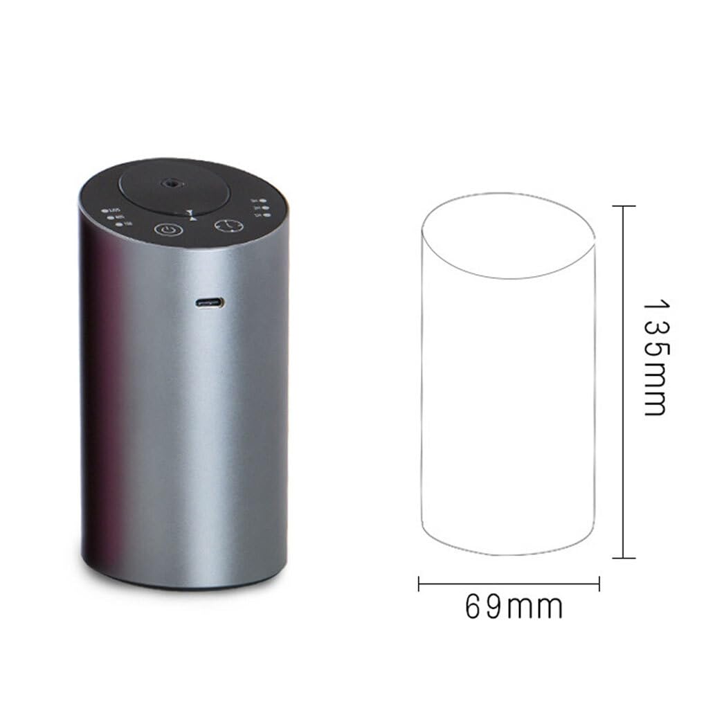 QOKLIYUI Difusor de Aceite para Coche, sin Agua, de aleación de Aluminio, fácil de Instalar, Funciona, Adecuado para el hogar y la Oficina, Plata