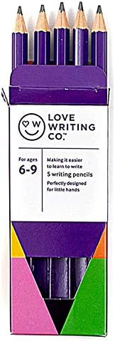 Love Writing Co. Writing Pencils for Children | Pack of 5 Writing Pencils, Designed Specifically for Children, Making it Easier to Improve Writing and Pencil Grip (6-9 Years)