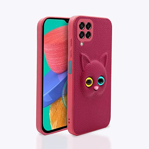 Pikkme Samsung Galaxy M33 5G Back Cover for Girls | Cute Cat Leather Finish | Soft TPU | Case for Samsung Galaxy M33 5G (Pink)- Best and cheap mobile covers in India
