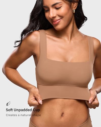 Image of INLYRIC Women's Inbarely Outwear Longline Square Neck Bralette Supportive Unlined No Underwire Yoga Sports Bra