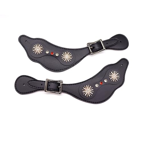 Sangles de bottes western réglables en cuir PU au design floral ciselé haut de gamme