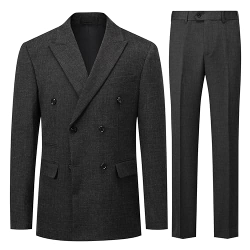 [YFFUSHI] スーツ メンズ 上下セット 2点セット ビジネススーツ ダブルブレスト スリム テーラードジャケット スラックス ウォッシャブル 結婚式 就職 フォーマル オールシーズン 大きいサイズ - YFFUSHI - 商品画像