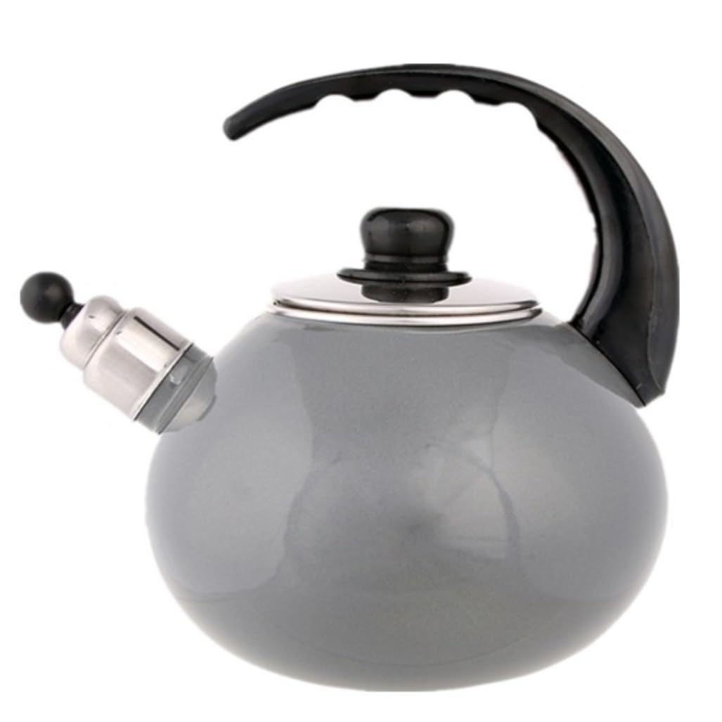 Czajnik Kuchenek Czajnik z Gwizdkiem Emalia Whistle Tea Czajnik Kuchenka Indukcyjna Gazowa 2,5 L Dzbanek Do Herbaty Przybory Kuchenne Czajnik do Herbaty Czajnik na Wodę (Color : Grey, Size : 2.5L)