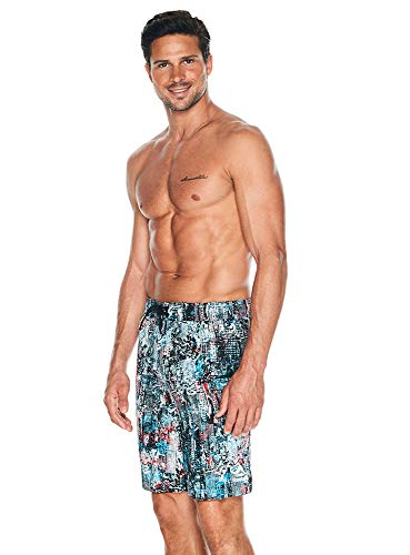 Reebok Men's Swimwear 9" Tab Volley Urban Decay Upf 50+ Athletic Swim Shorts Bathing Suit Trunks, Neon Red, Small #TOP2