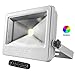 LOFTEK NOVA 50W LED RGB Flood Light, 6 Levels of Brightness,16-color RGB Lighting Outdoor Waterproof IP66 Spotlight with Auto Shut-off Feature,Silver