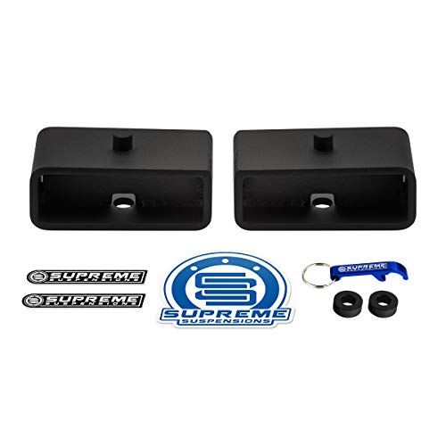 Supreme Suspensions - Rear Leveling Kit for Dodge: 1994-2008 Ram 1500, 1994-2002 Ram 2500 and 1994-2002 Ram 3500 2" Rear Lift Blocks 4WD [9/16th Pin Blocks] - Can Cooler Included with Purchase