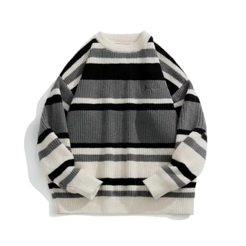 Autumn Winter Men Sweaters Stripe Embroidery Knitting Pullover Korean Streetwear Male Sweater3