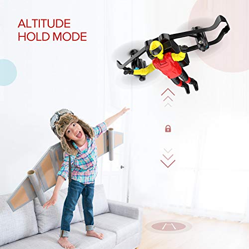 Mini Drone, Tomzon U48B RC Stunt Doll with Paraglider Flight, One Key Demo, Altitude Hold RC Quadcopter, Nano Drone for Kids and Adults (Red)